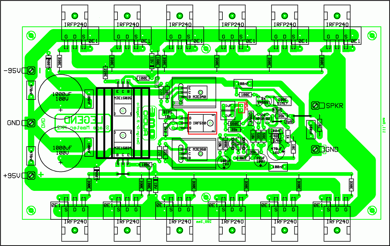 Печатная плата усилителя на 500 Вт